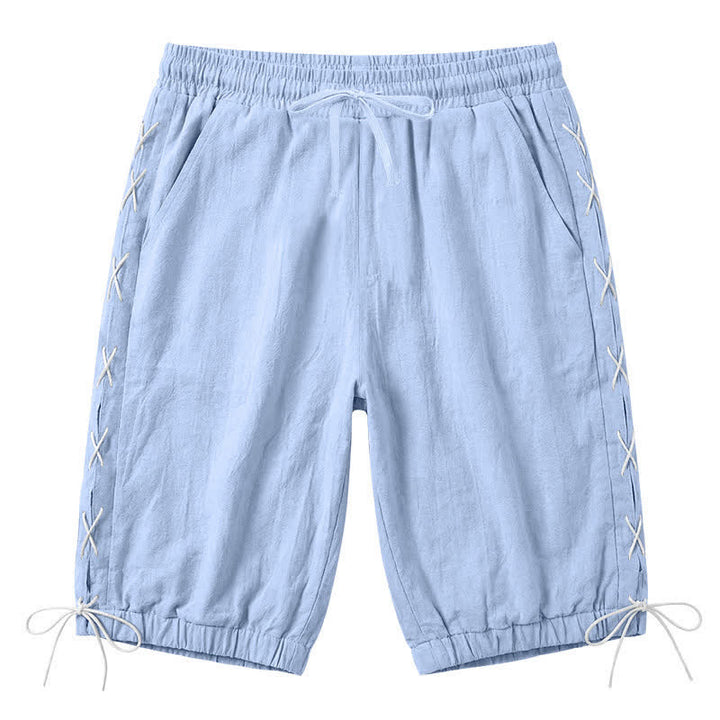 Buddha Stones Summer Casual Drawstring Side Slit Solid Men's Straight Leg Pants With Pockets - LightBlue - US/UK/AU44，EU54 (3XL) - image 16