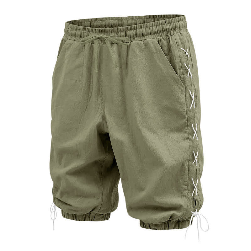 Buddha Stones Summer Casual Drawstring Side Slit Solid Bermuda Shorts Men's Straight Leg Pants With Pockets - image 26