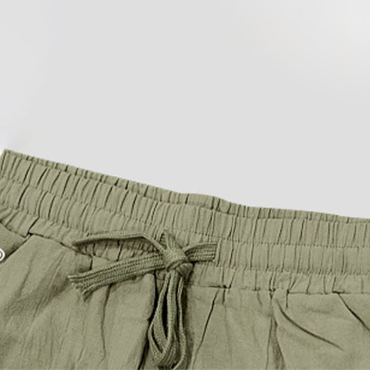 Buddha Stones Summer Casual Drawstring Side Slit Solid Bermuda Shorts Men's Straight Leg Pants With Pockets - image 30