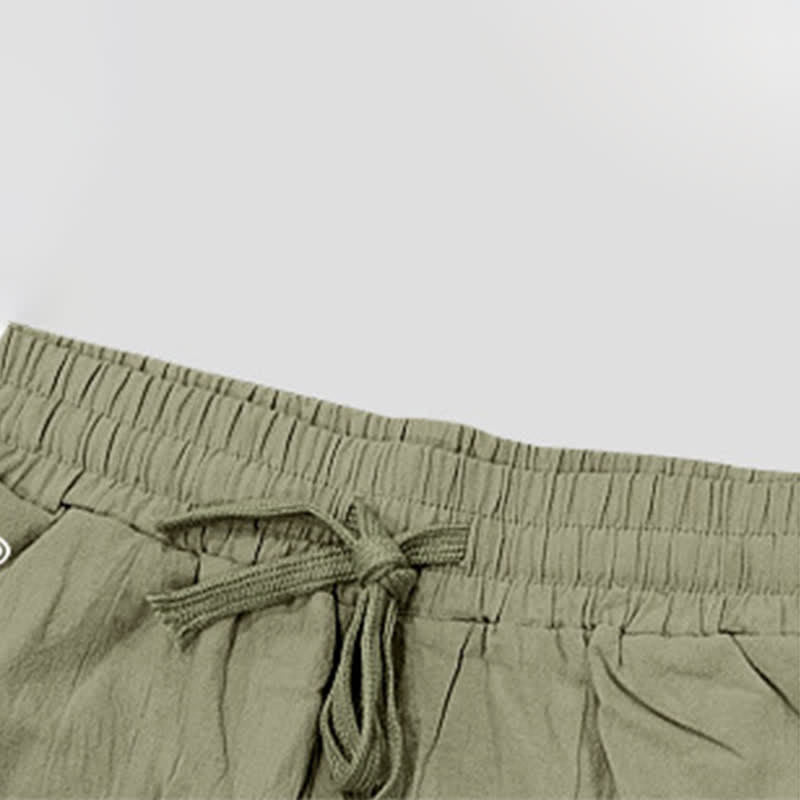 Buddha Stones Summer Casual Drawstring Side Slit Solid Men's Straight Leg Pants With Pockets - image 30