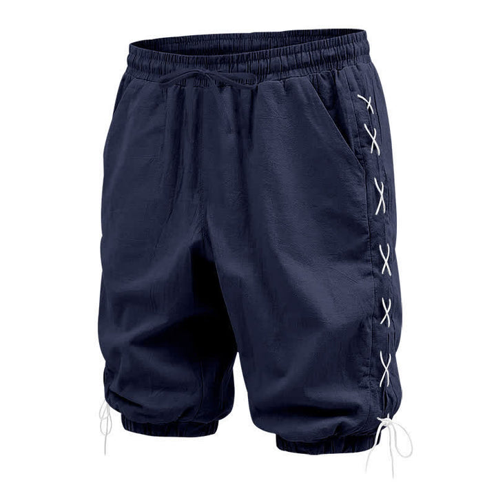 Buddha Stones Summer Casual Drawstring Side Slit Solid Men's Straight Leg Pants With Pockets - image 44