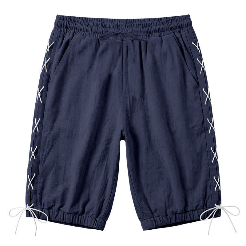 Buddha Stones Summer Casual Drawstring Side Slit Solid Bermuda Shorts Men's Straight Leg Pants With Pockets - MidnightBlue - US/UK/AU44，EU54 (3XL) - image 43