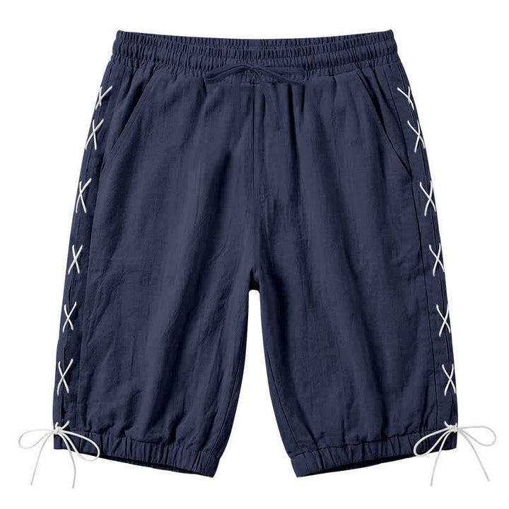 Buddha Stones Summer Casual Drawstring Side Slit Solid Men's Straight Leg Pants With Pockets - MidnightBlue - US/UK/AU44，EU54 (3XL) - image 43