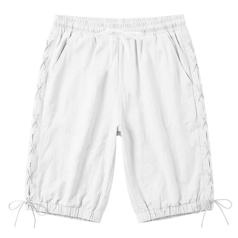 Buddha Stones Summer Casual Drawstring Side Slit Solid Men's Straight Leg Pants With Pockets - White - US/UK/AU44，EU54 (3XL) - image 50