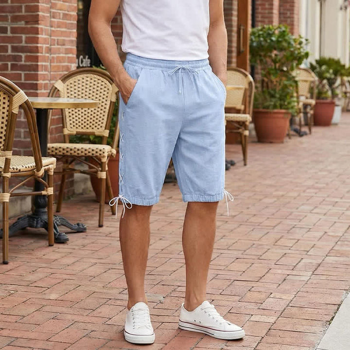 Buddha Stones Summer Casual Drawstring Side Slit Solid Men's Straight Leg Pants With Pockets - image 19