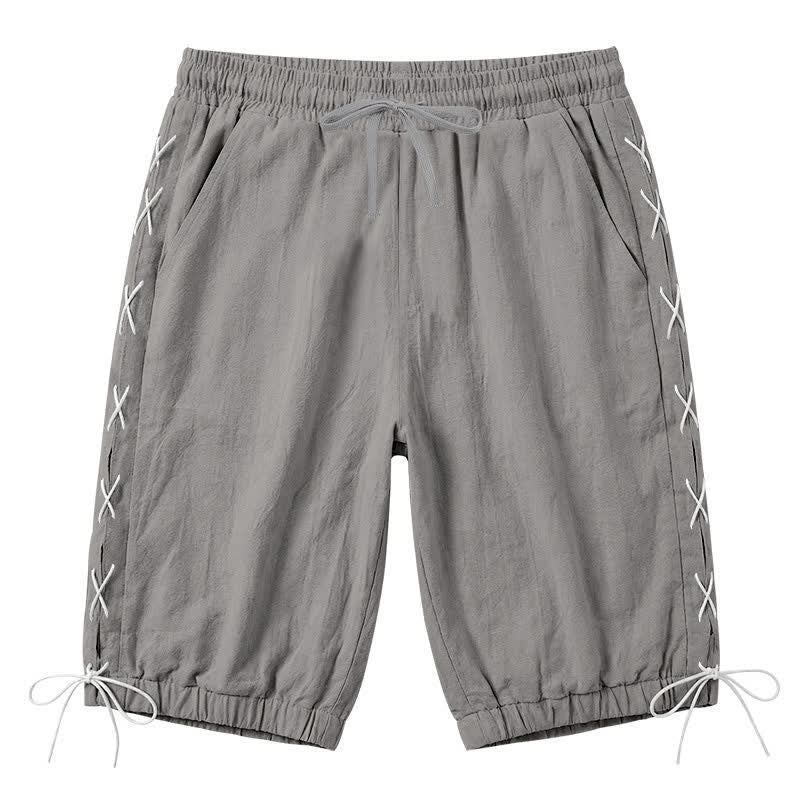 Buddha Stones Summer Casual Drawstring Side Slit Solid Bermuda Shorts Men's Straight Leg Pants With Pockets - Gray - US/UK/AU44，EU54 (3XL) - image 35