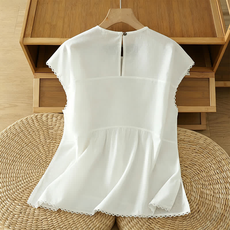Buddha Stones Summer Casual Solid Crew Neck Women's Cap Sleeve T-Shirts Tank Top - image 16