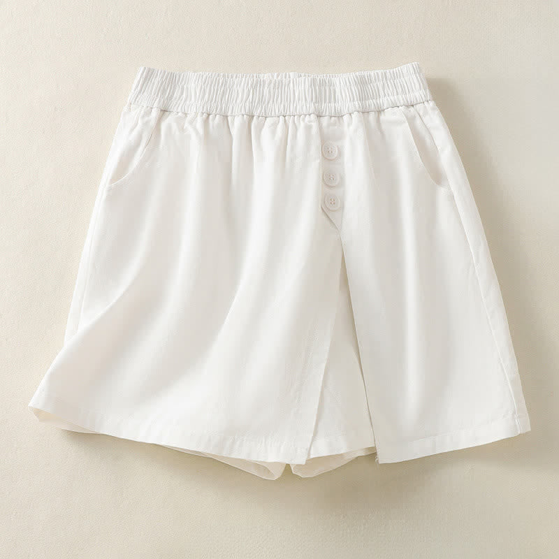 Buddha Stones Summer Casual Decorative Buttons Solid Women's Shorts With Pockets - image 14