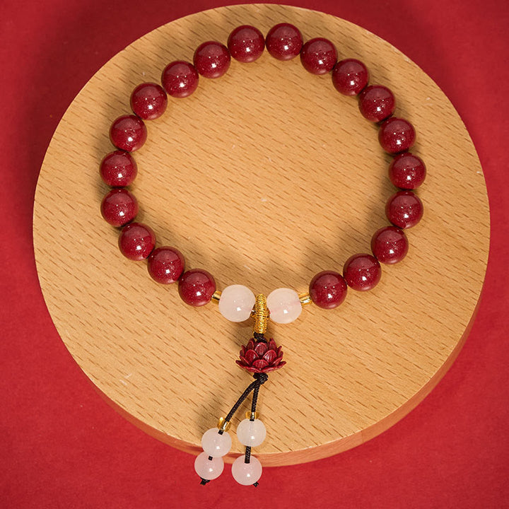 Buddha Stones Cinnabar Lotus Enlightenment Bracelet - 8mm Cinnabar(Wrist Circumference:15–16 cm) - image 8