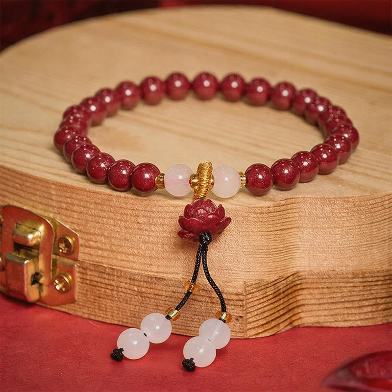 Buddha Stones Cinnabar Lotus Enlightenment Bracelet - image 1