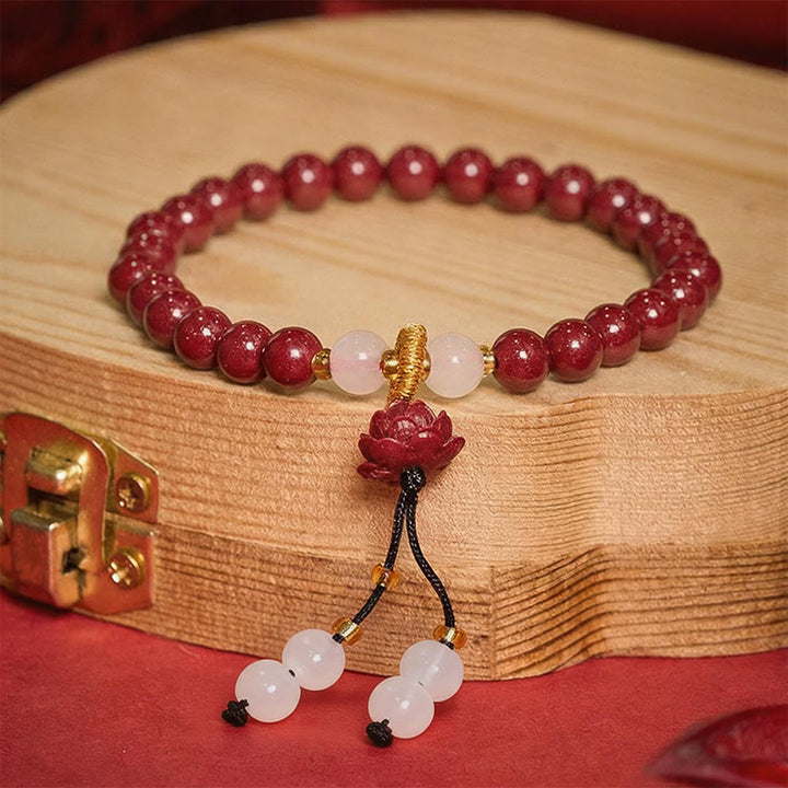 Buddha Stones Cinnabar Lotus Enlightenment Bracelet - image 1