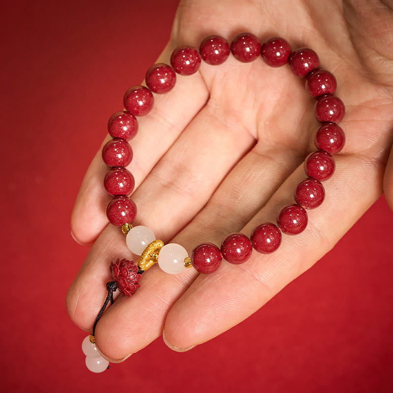 Buddha Stones Cinnabar Lotus Enlightenment Bracelet - image 11