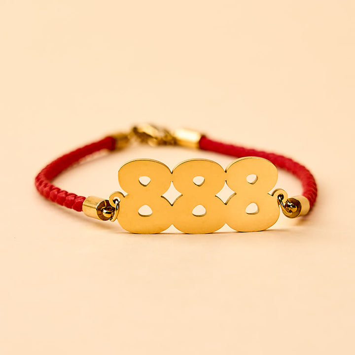 Buddha Stones Angel Numbers Titanium Steel Adjustable String Faith Bracelet - 888 - Golden Red Rope(Wrist Circumference: 15-20cm) - image 18