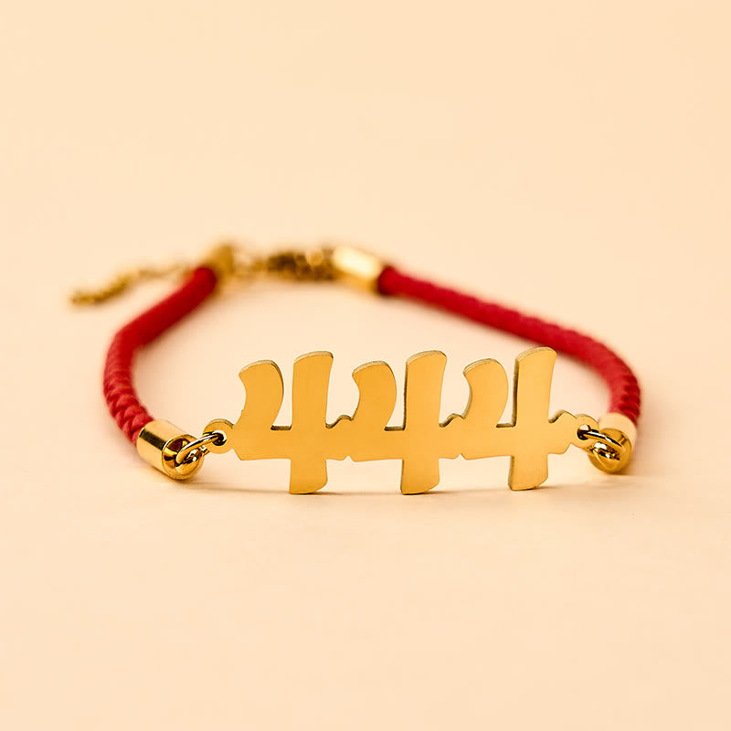 Buddha Stones Angel Numbers Titanium Steel Adjustable String Faith Bracelet - 444 - Golden Red Rope(Wrist Circumference: 15-20cm) - image 10