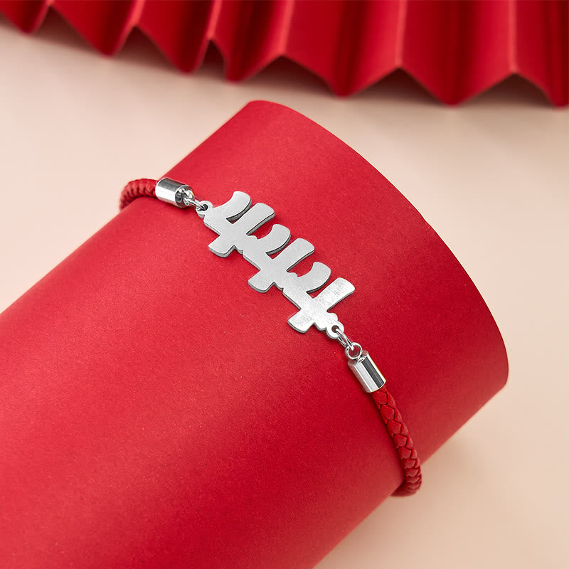 Buddha Stones Angel Numbers Titanium Steel Adjustable String Faith Bracelet - 444 - Silvery Red Rope(Wrist Circumference: 15-20cm) - image 16