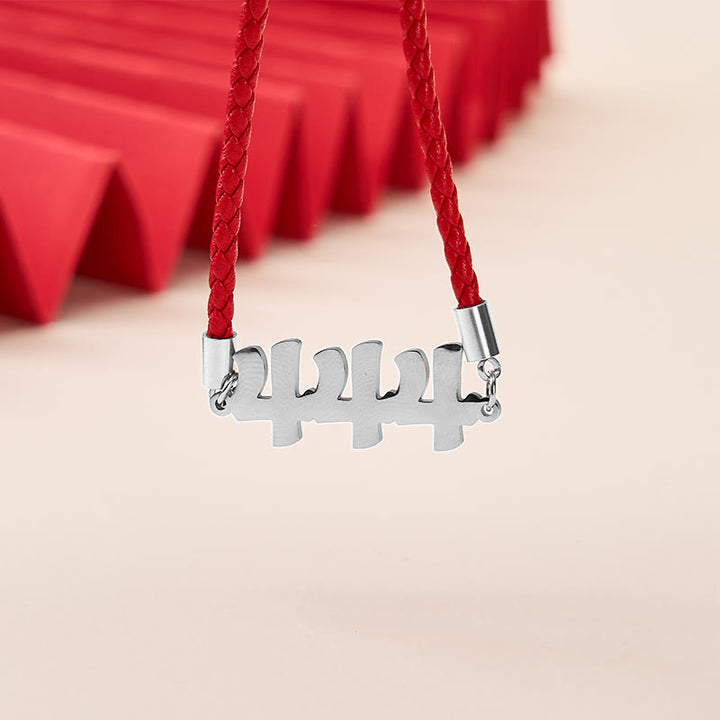 Buddha Stones Angel Numbers Titanium Steel Adjustable String Faith Necklace Pendant - 444(Wrist Circumference: 15-20cm) - Silvery Red Rope - image 10