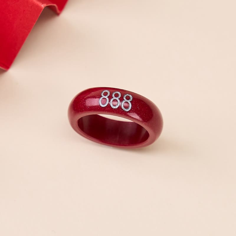 Buddha Stones Cinnabar Round Carved 444 Angel Number 888 Angel Number Blessing Ring - image 9