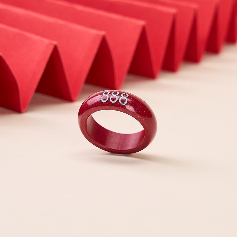 Buddha Stones Cinnabar Round Carved 444 Angel Number 888 Angel Number Blessing Ring - image 10