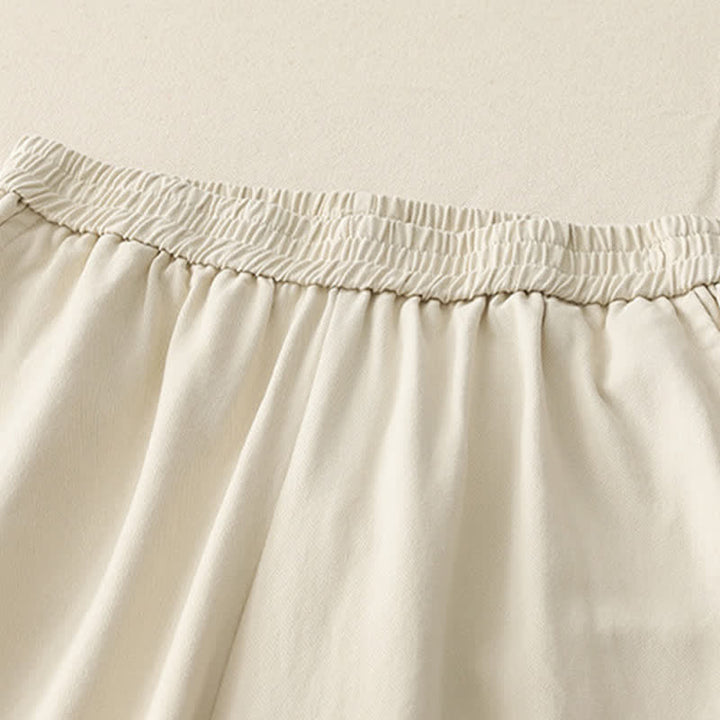 Buddha Stones Spring Casual Solid Cotton Ruffle Hem Women's Wide Leg Pants With Pockets - image 8