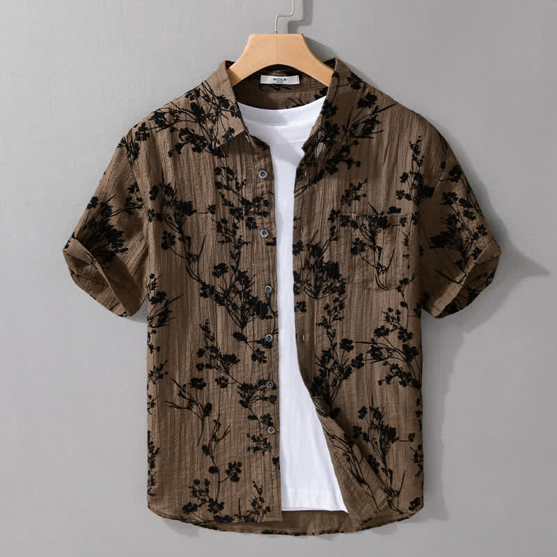 Buddha Stones Summer Casual Button-Up Floral Men's Short Sleeve Shirt With Decorative Pocket - Peru - US/UK/AU44，EU54 (3XL) - image 8