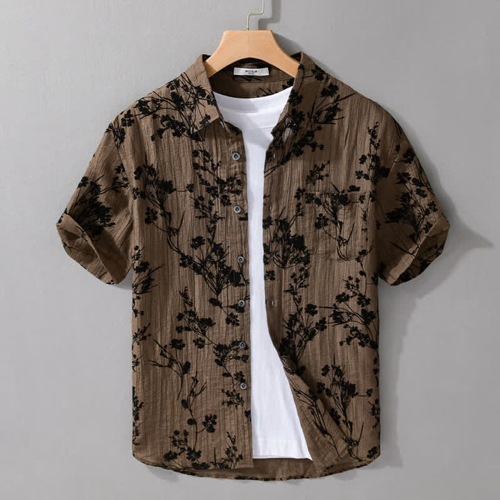 Buddha Stones Summer Casual Button-Up Floral Men's Short Sleeve Shirt With Decorative Pocket - Peru - US/UK/AU44，EU54 (3XL) - image 8