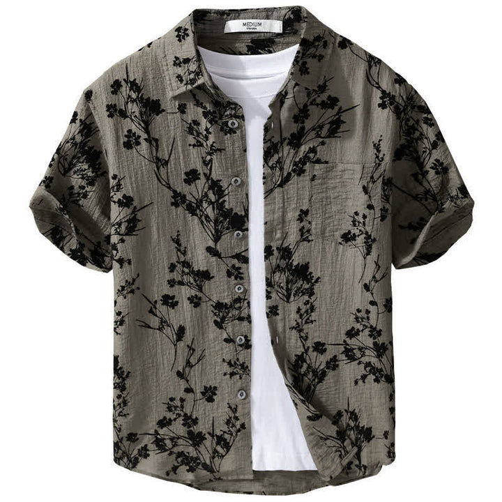Buddha Stones Summer Casual Button-Up Floral Men's Short Sleeve Shirt With Decorative Pocket - image 1