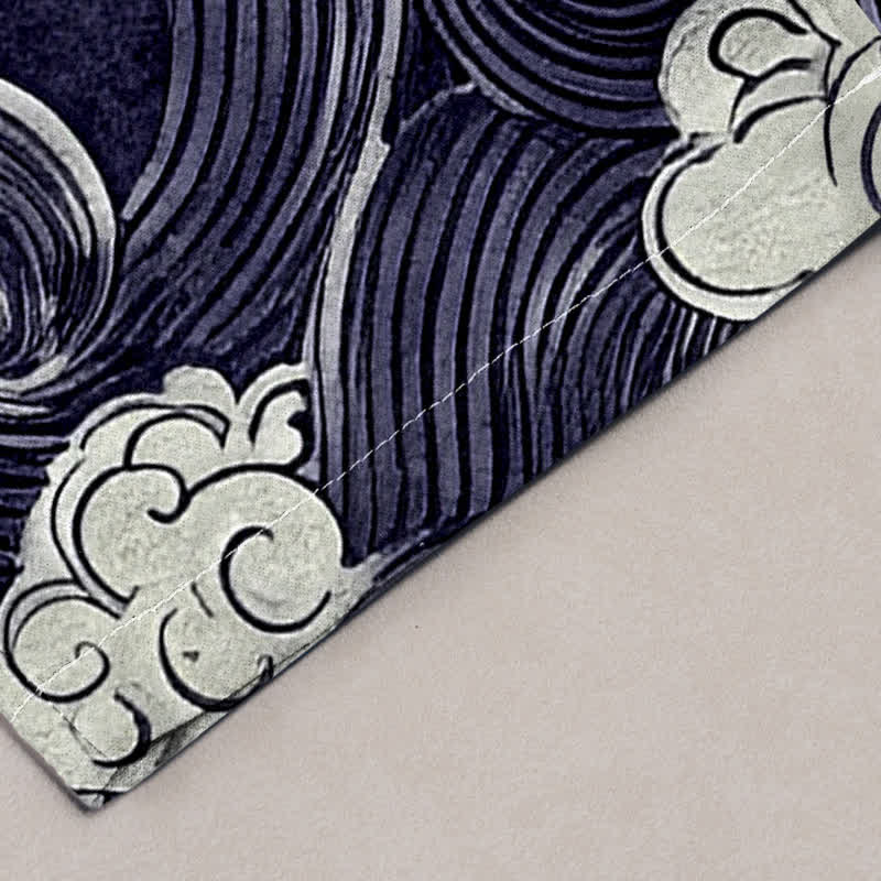 Buddha Stones Cotton Cloud Wave Pattern Men's Tapered Pants With Pockets - image 2