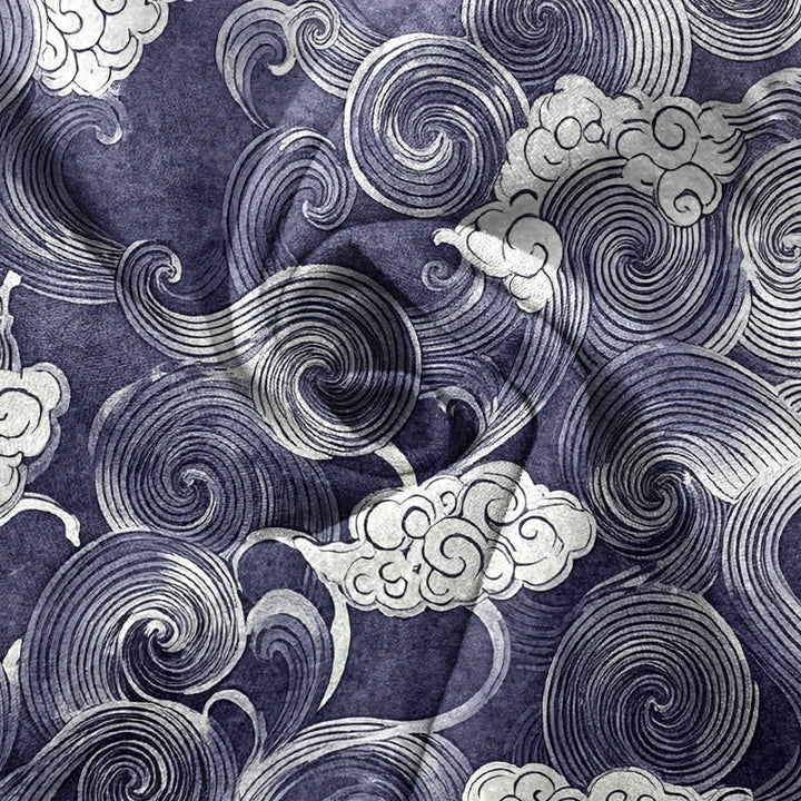 Buddha Stones Cotton Cloud Wave Pattern Men's Tapered Pants With Pockets - image 3