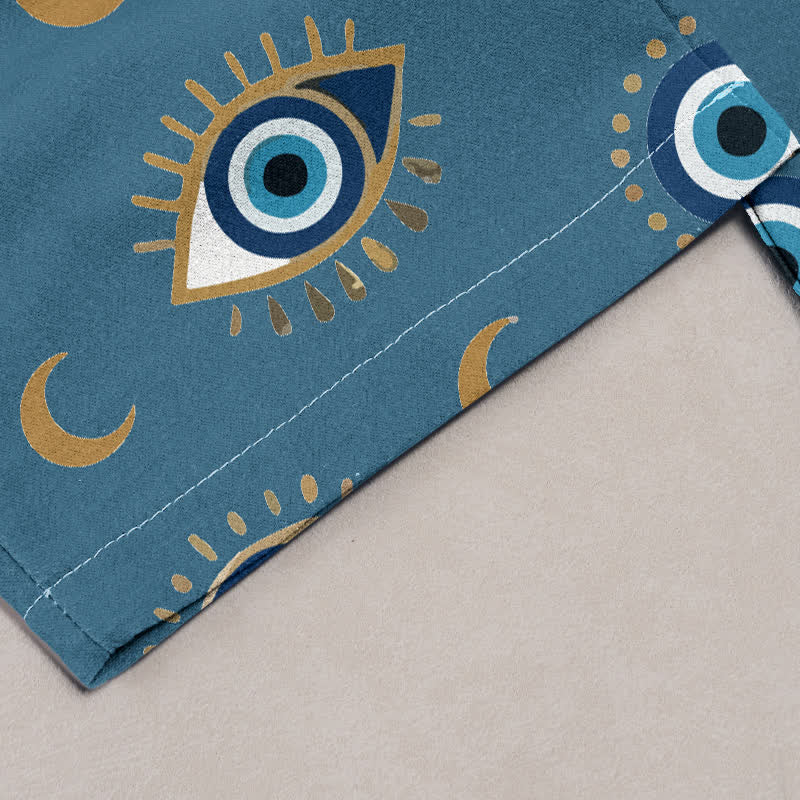 Buddha Stones Pure Cotton Mystic Evil Eye Pattern Women's Elastic Waist Pants With Pockets - image 1