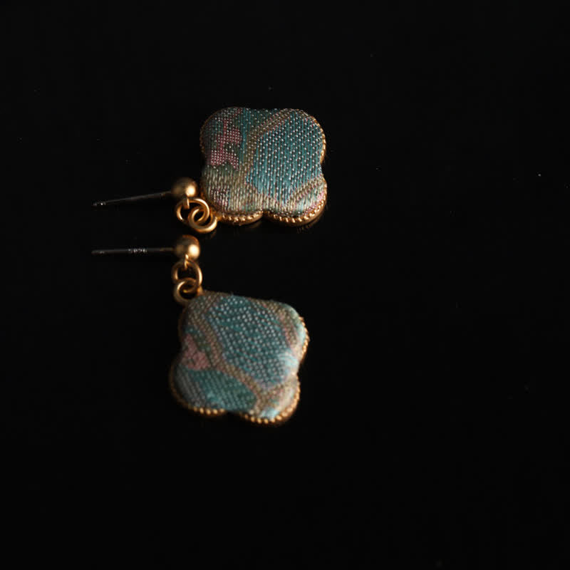 Buddha Stones Song Brocade Handcrafted Silk Art Floral Harmony Drop Earrings - image 5