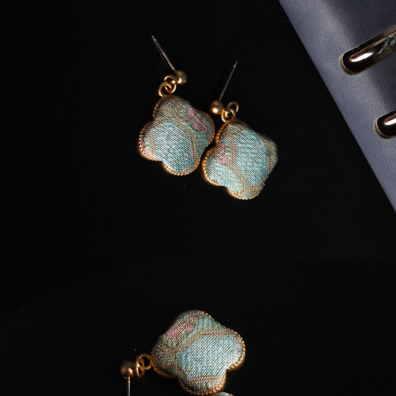 Buddha Stones Song Brocade Handcrafted Silk Art Floral Harmony Drop Earrings - image 4