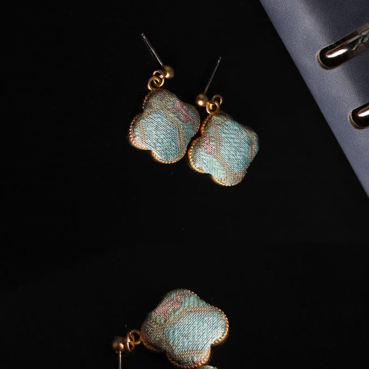 Buddha Stones Song Brocade Handcrafted Silk Art Floral Harmony Drop Earrings - image 4