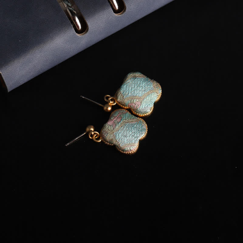 Buddha Stones Song Brocade Handcrafted Silk Art Floral Harmony Drop Earrings - image 2