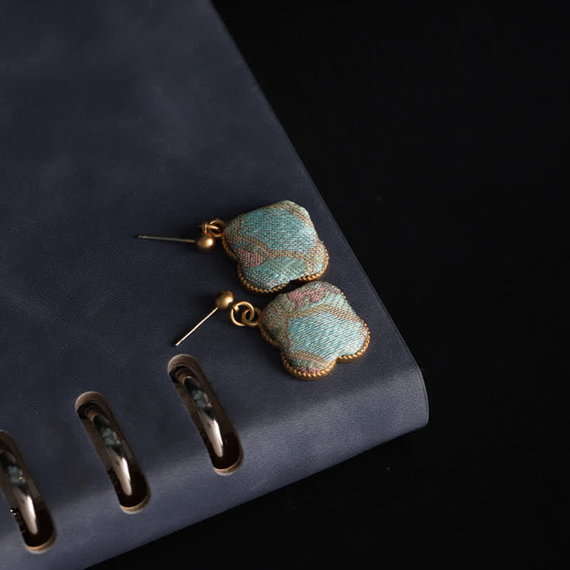 Buddha Stones Song Brocade Handcrafted Silk Art Floral Harmony Drop Earrings - image 1