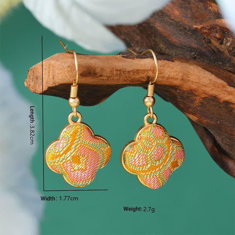 Buddha Stones Song Brocade Colorful Tone Floral Prosperity Drop Earrings - flower - Song Brocade (Prosperity♥Harmony) - image 2