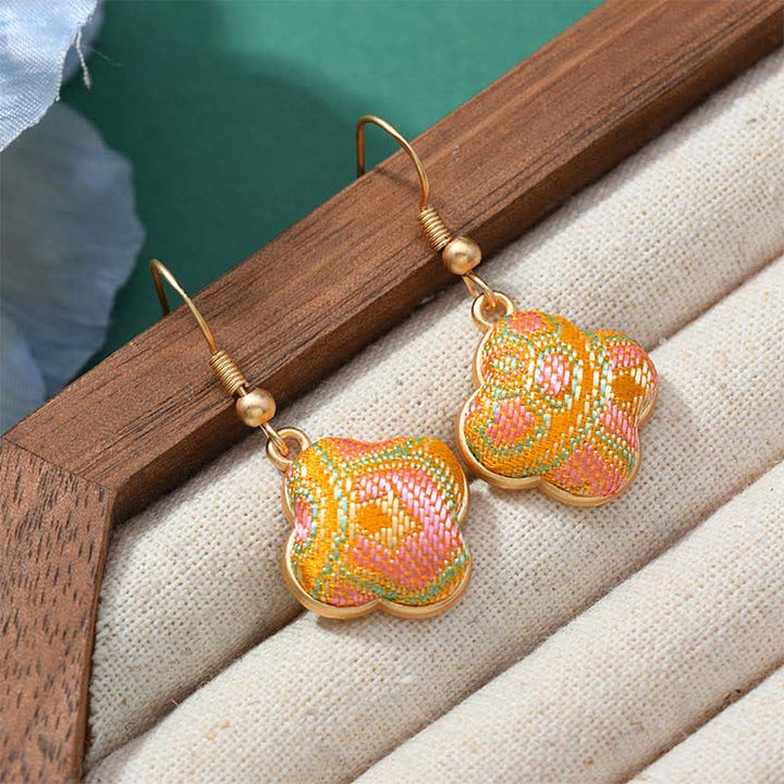 Buddha Stones Song Brocade Colorful Tone Floral Prosperity Drop Earrings - image 10