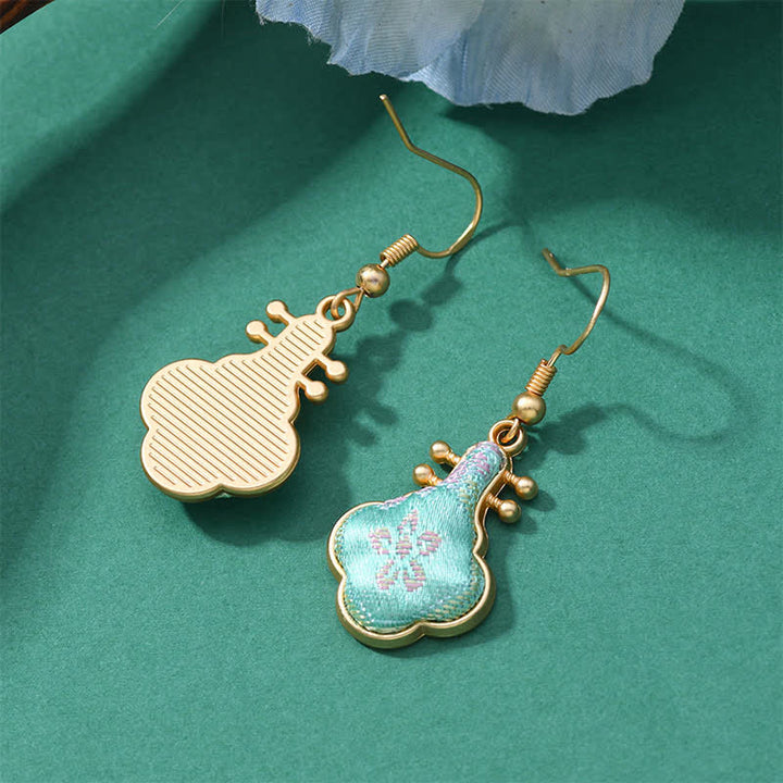 Buddha Stones Song Brocade Colorful Tone Floral Prosperity Drop Earrings - image 14