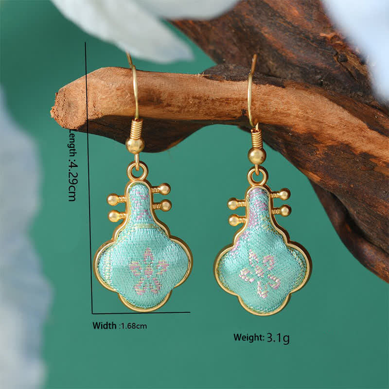 Buddha Stones Song Brocade Colorful Tone Floral Prosperity Drop Earrings - Pipa - Song Brocade (Prosperity♥Harmony) - image 4