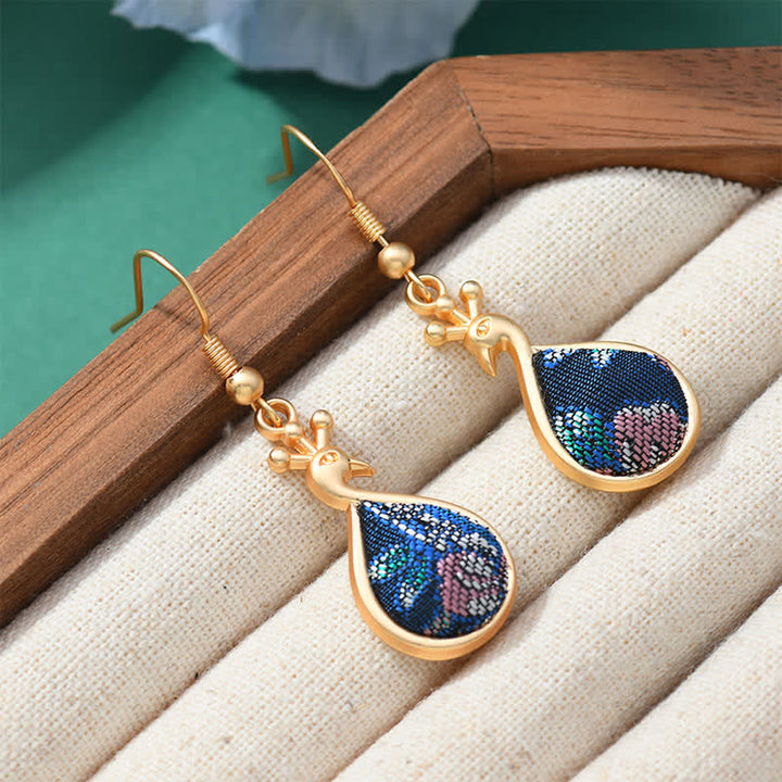 Buddha Stones Song Brocade Colorful Tone Floral Prosperity Drop Earrings - image 13
