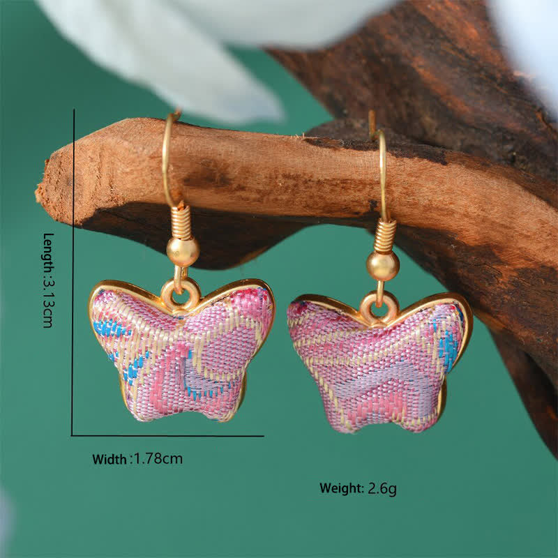 Buddha Stones Song Brocade Colorful Tone Floral Prosperity Drop Earrings - Butterfly - Song Brocade (Prosperity♥Harmony) - image 1