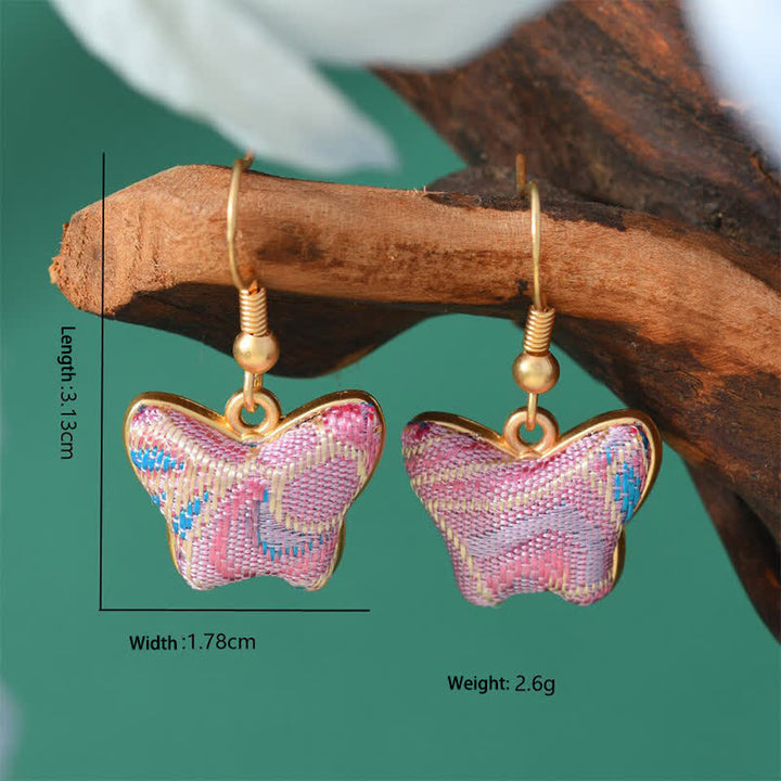 Buddha Stones Song Brocade Colorful Tone Floral Prosperity Drop Earrings - Butterfly - Song Brocade (Prosperity♥Harmony) - image 1