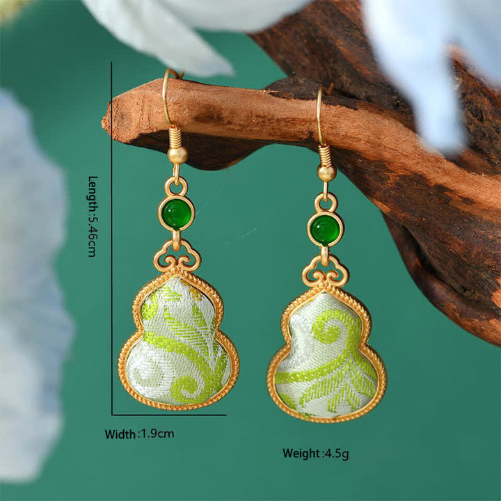 Buddha Stones Song Brocade Colorful Tone Floral Prosperity Drop Earrings - Gourd - Song Brocade (Prosperity♥Harmony) - image 0