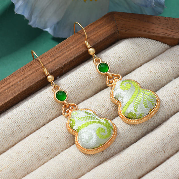 Buddha Stones Song Brocade Colorful Tone Floral Prosperity Drop Earrings - image 8