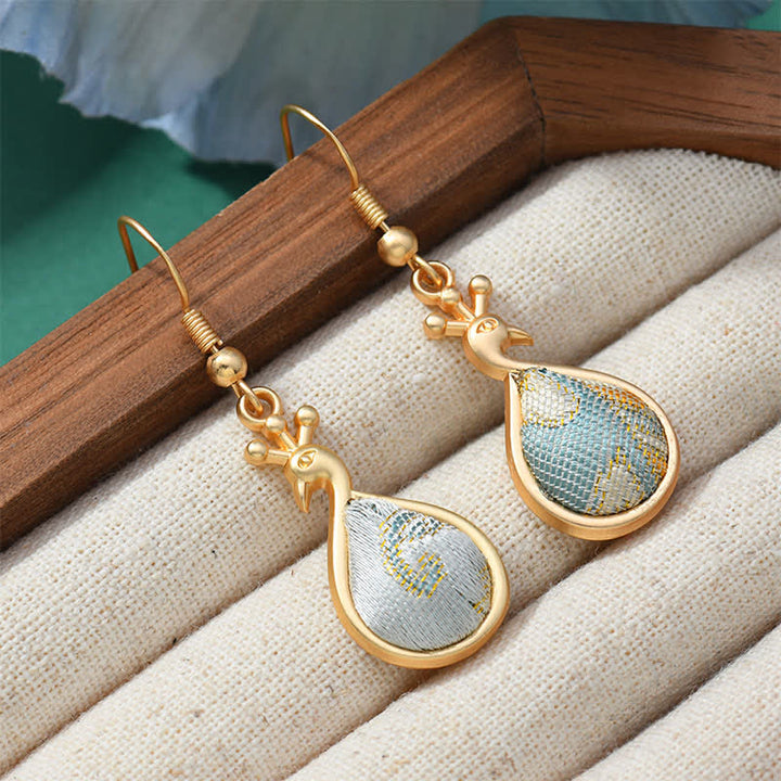 Buddha Stones Song Brocade Colorful Tone Floral Prosperity Drop Earrings - image 11