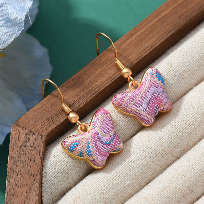 Buddha Stones Song Brocade Colorful Tone Floral Prosperity Drop Earrings - image 9