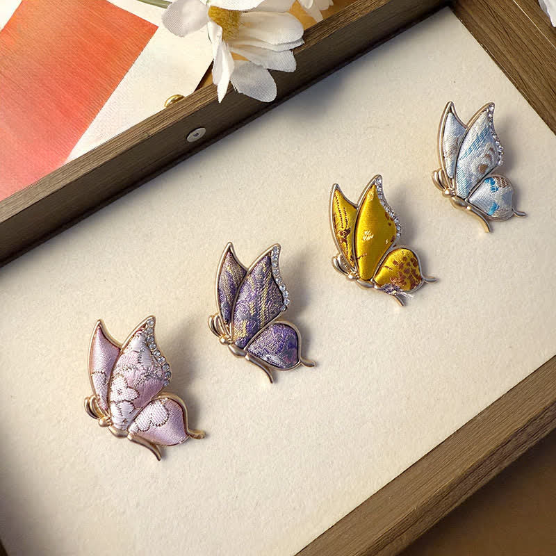 Buddha Stones Handcrafted Butterfly with Rhinestone Transformation Tone Alloy Brooch - image 0