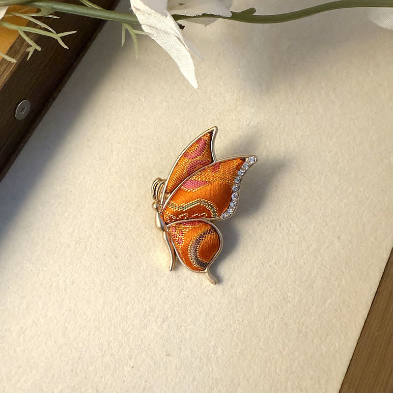 Buddha Stones Handcrafted Butterfly with Rhinestone Transformation Tone Alloy Brooch - Butterfly(Transformation ♥ Love) - Orange - Song Brocade (Prosperity♥Harmony) - image 10