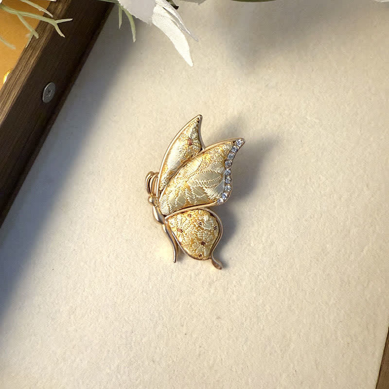 Buddha Stones Handcrafted Butterfly with Rhinestone Transformation Tone Alloy Brooch - Butterfly(Transformation ♥ Love) - Yellow - Song Brocade (Prosperity♥Harmony) - image 9