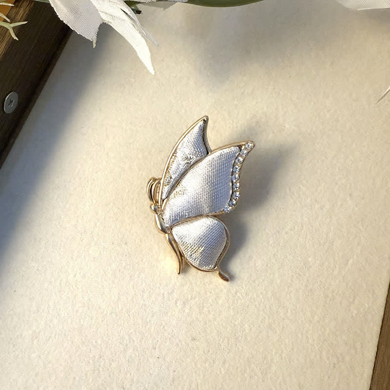 Buddha Stones Handcrafted Butterfly with Rhinestone Transformation Tone Alloy Brooch - Butterfly(Transformation ♥ Love) - White - Song Brocade (Prosperity♥Harmony) - image 8