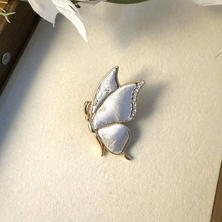 Buddha Stones Handcrafted Butterfly with Rhinestone Transformation Tone Alloy Brooch - Butterfly(Transformation ♥ Love) - White - Song Brocade (Prosperity♥Harmony) - image 8